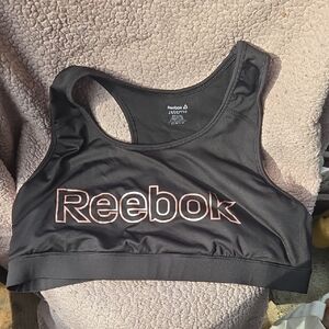 Reebok Black Sports Bra with Pink Logo